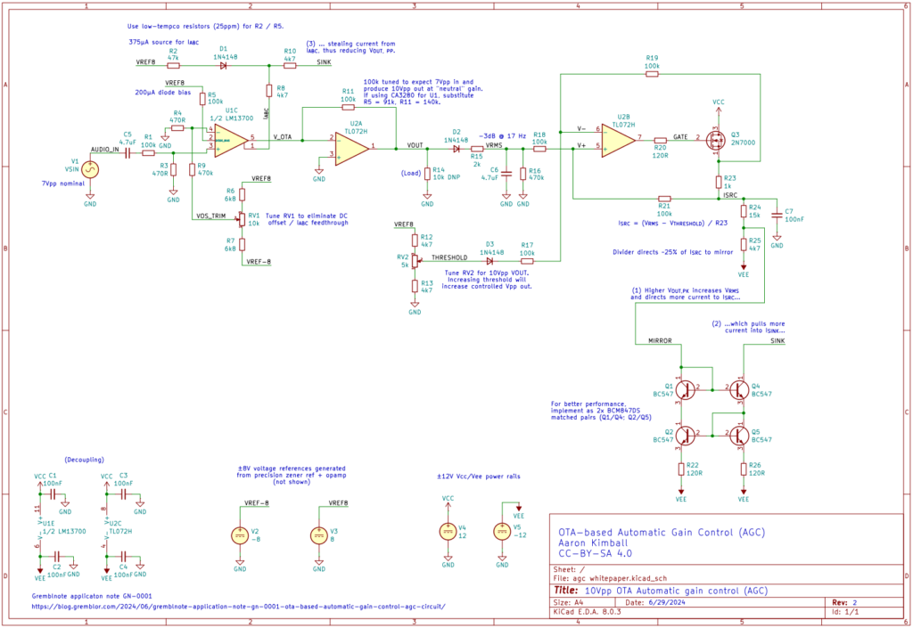 Schematic diagram for Automatic Gain Control (AGC) circuit)