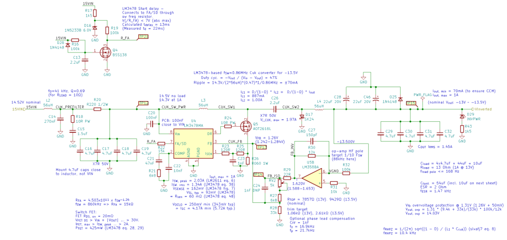 Electronic schematic for a Ćuk converter